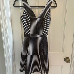 Aqua navy stripe fit and flare dress size small